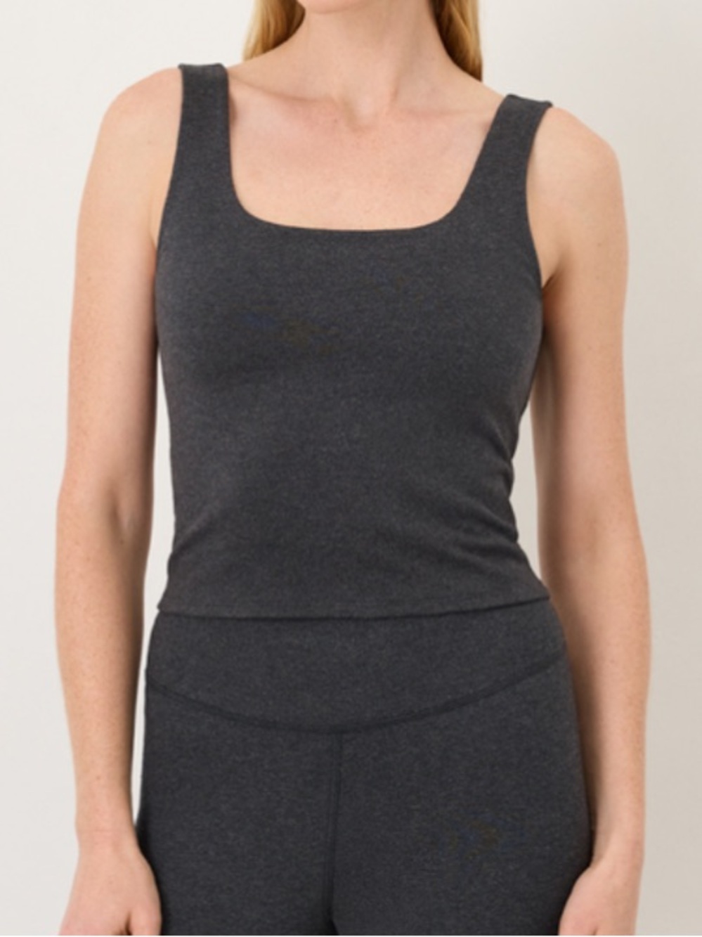 Pact organic On The Go Square Neck Tank Charcoal Gray Medium
